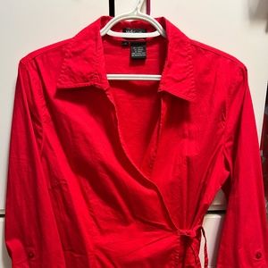 Willi Smith Bright Red Wrap Blouse
